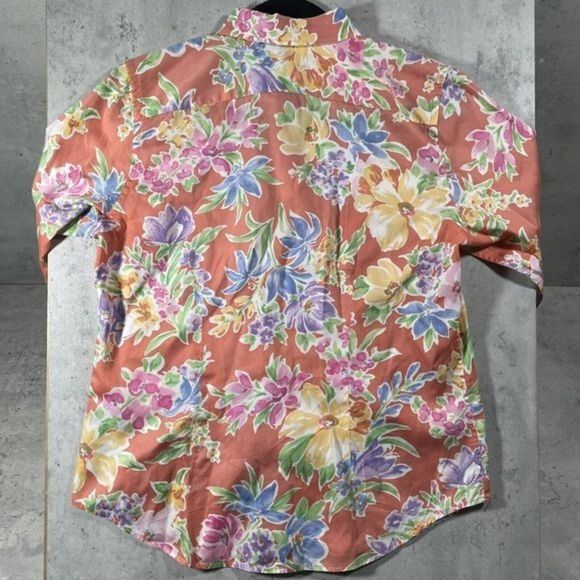 Ralph Lauren Hawaiian Short Sleeve Button Up Shirt‎ Women Size M Floral Tropical - Picture 2 of 7